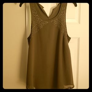 Flowy green beaded tank